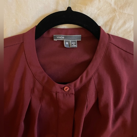 Vince Burgundy Knee-Length Silk Shirt Dress, Size M - Picture 3 of 4